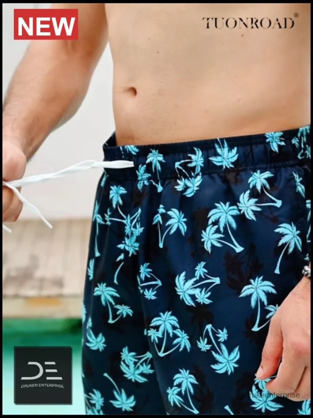 Mens Swim Trunks with Compression Liner 2 in 1 Board Shorts Quick Dry with